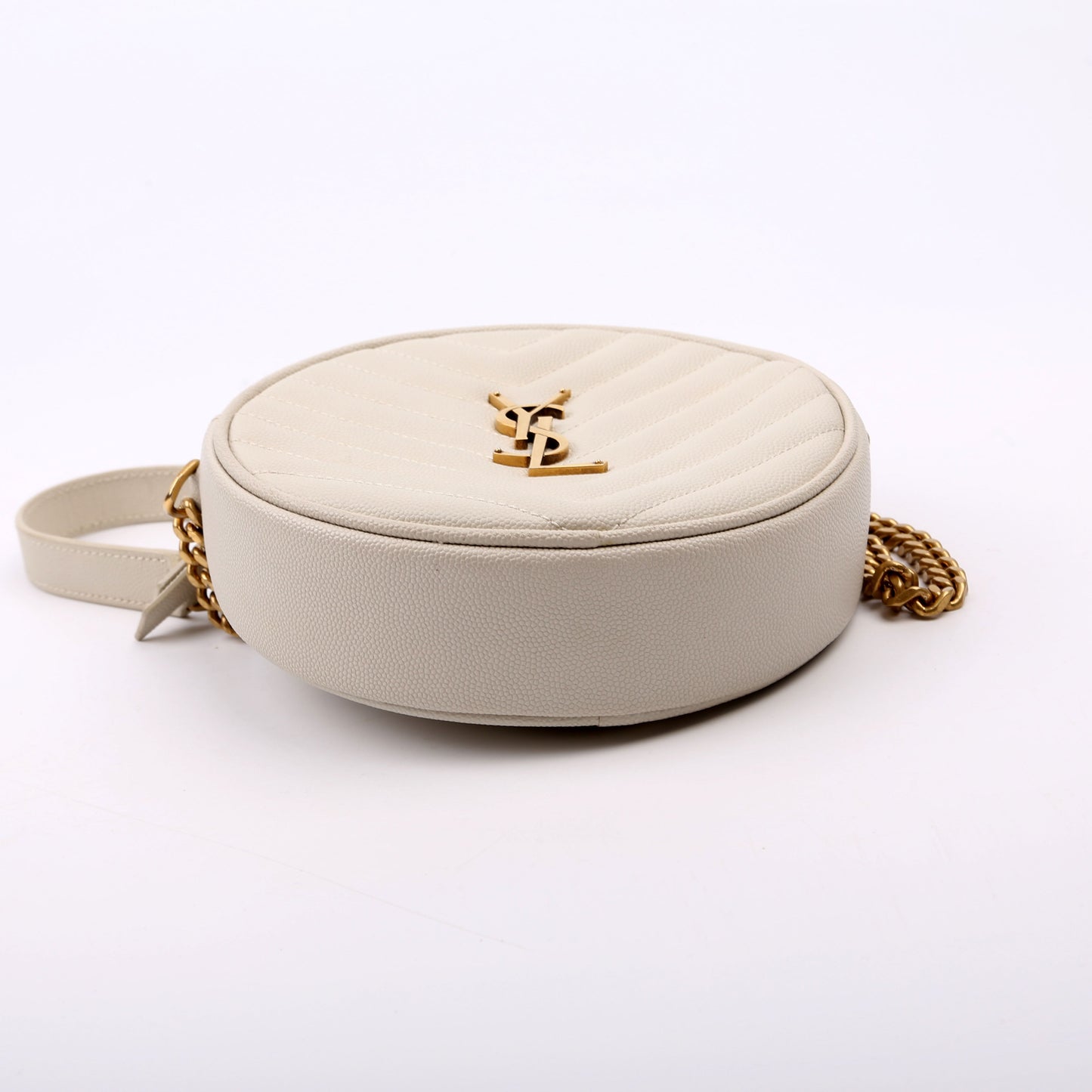 Saint Laurent 610436 Grain De Poudre Round Camera Cream Bag