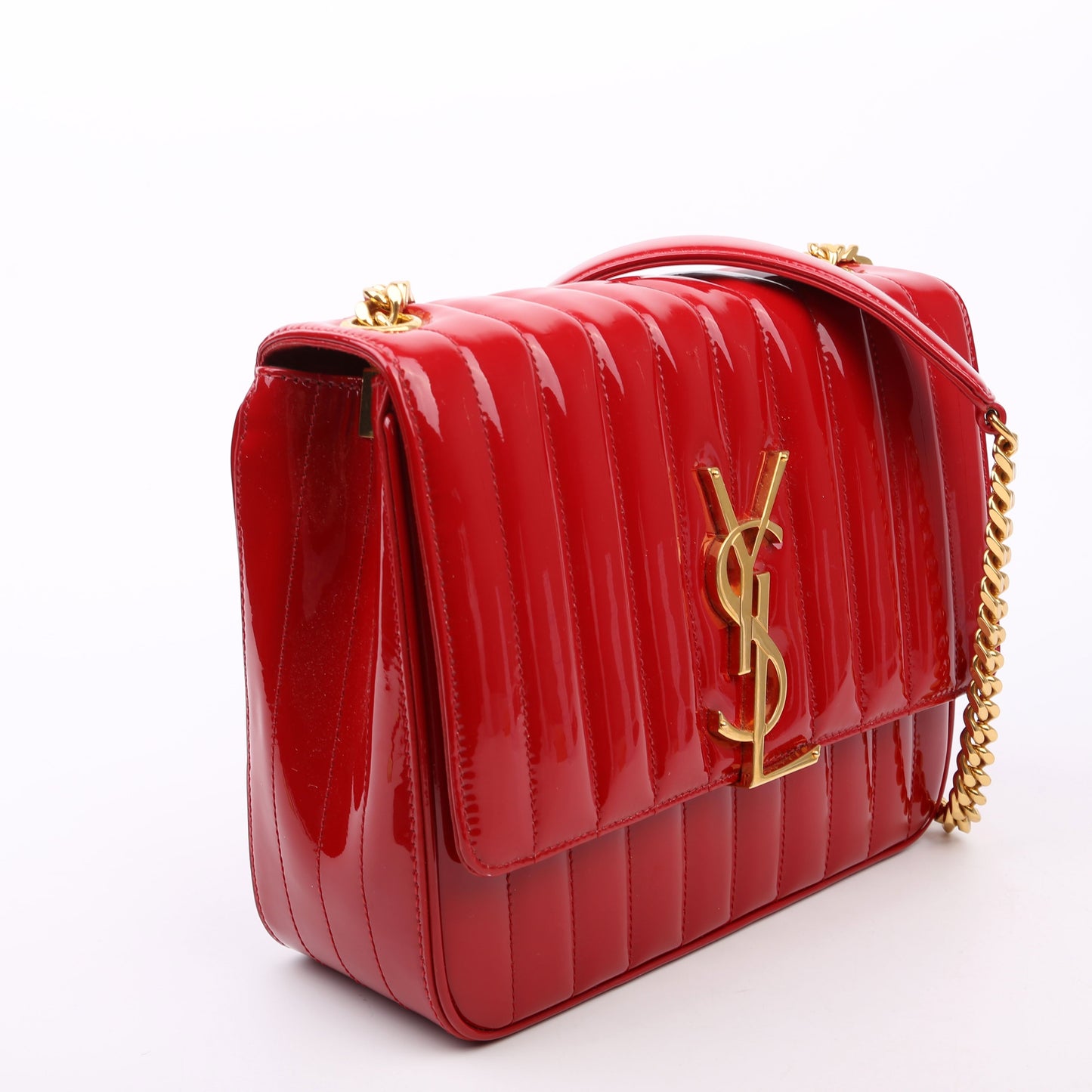 Saint Laurent Vicky Chain Large Patent 532595 Red Bag