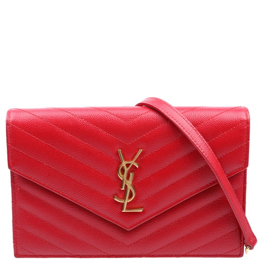 Saint Laurent Envelope Chain Wallet 393953 Red Bag