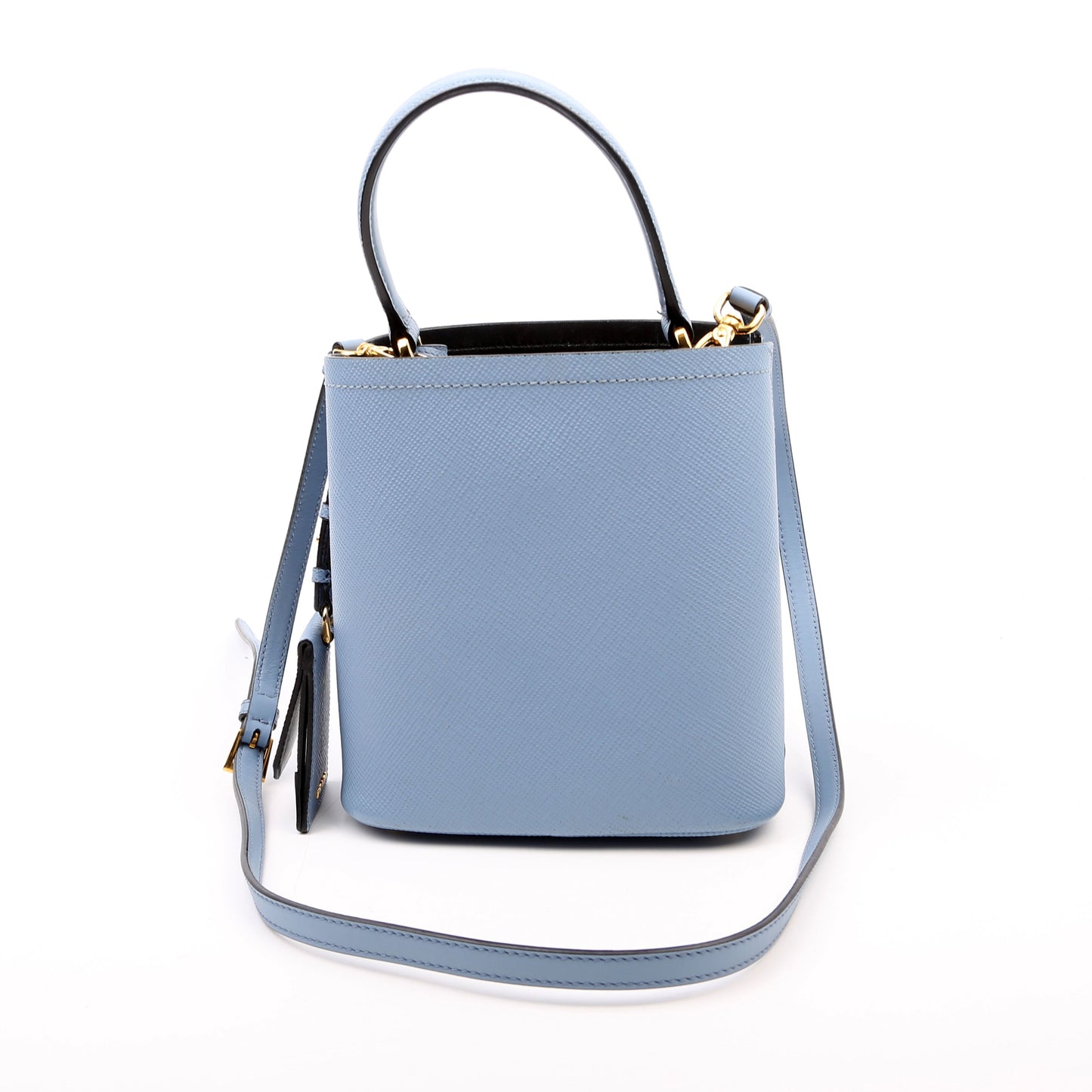 Prada Saffiano Cuir Small Panier Blue Bag