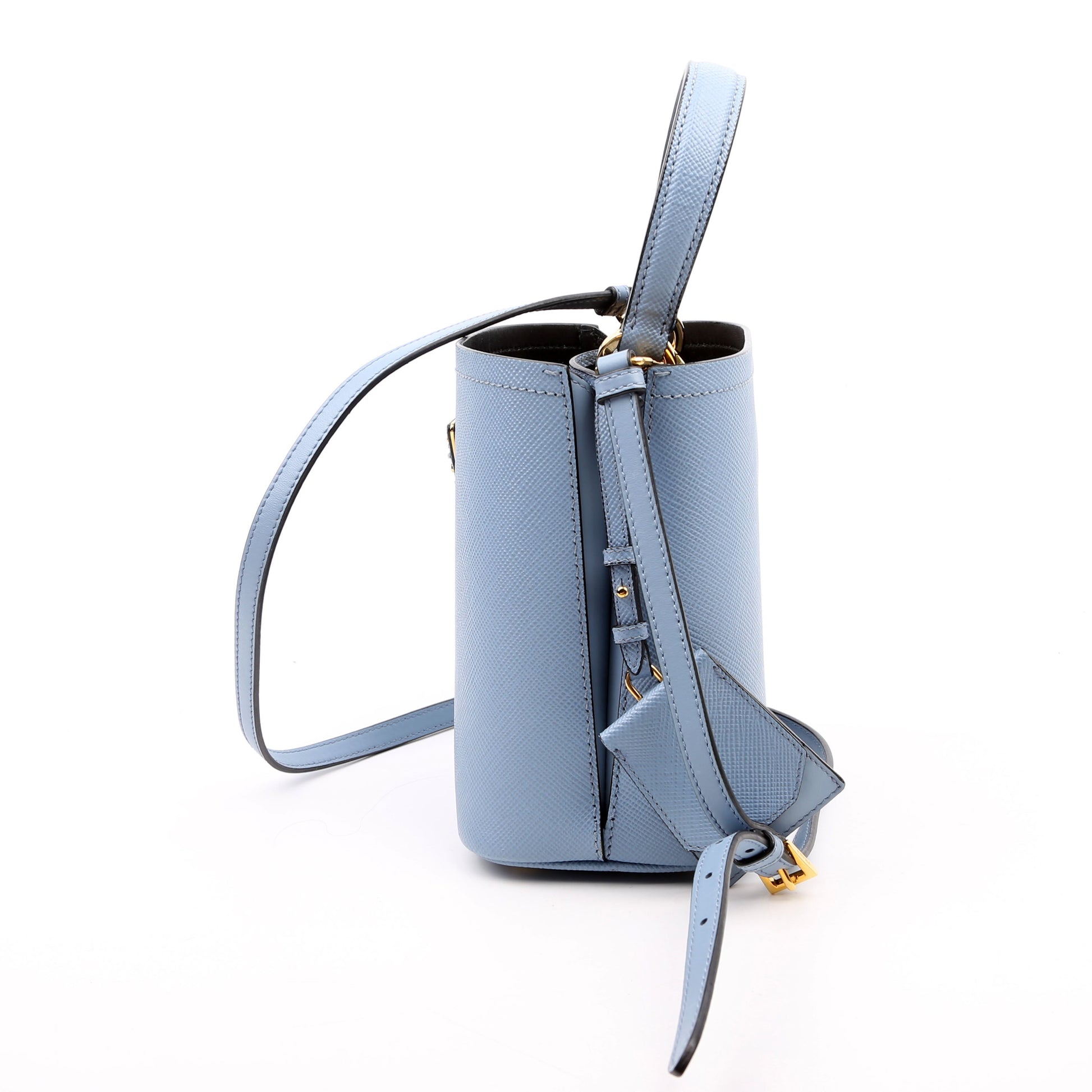 Prada Saffiano Cuir Small Panier Blue Bag