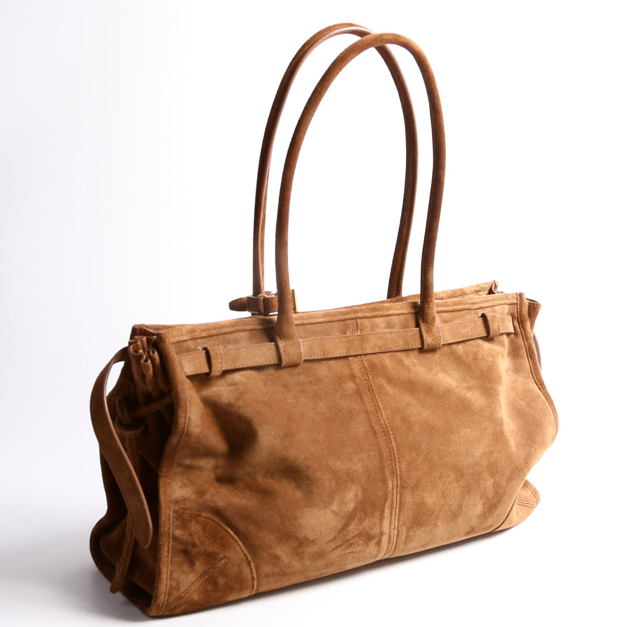 Prada Bonnie Large Suede Shoulder Brown Bag