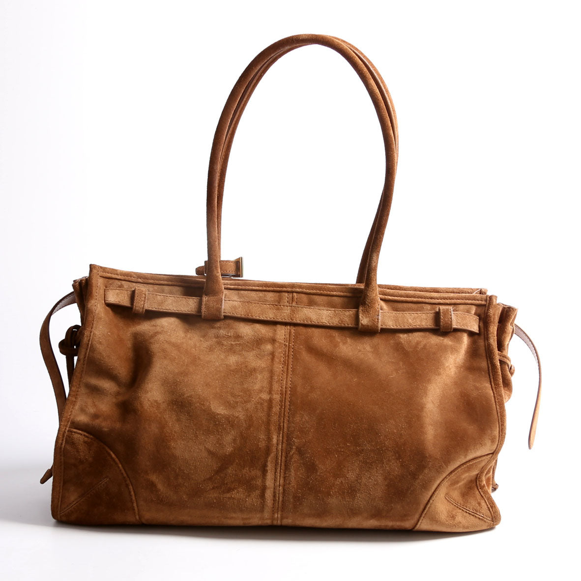 Prada Bonnie Large Suede Shoulder Brown Bag