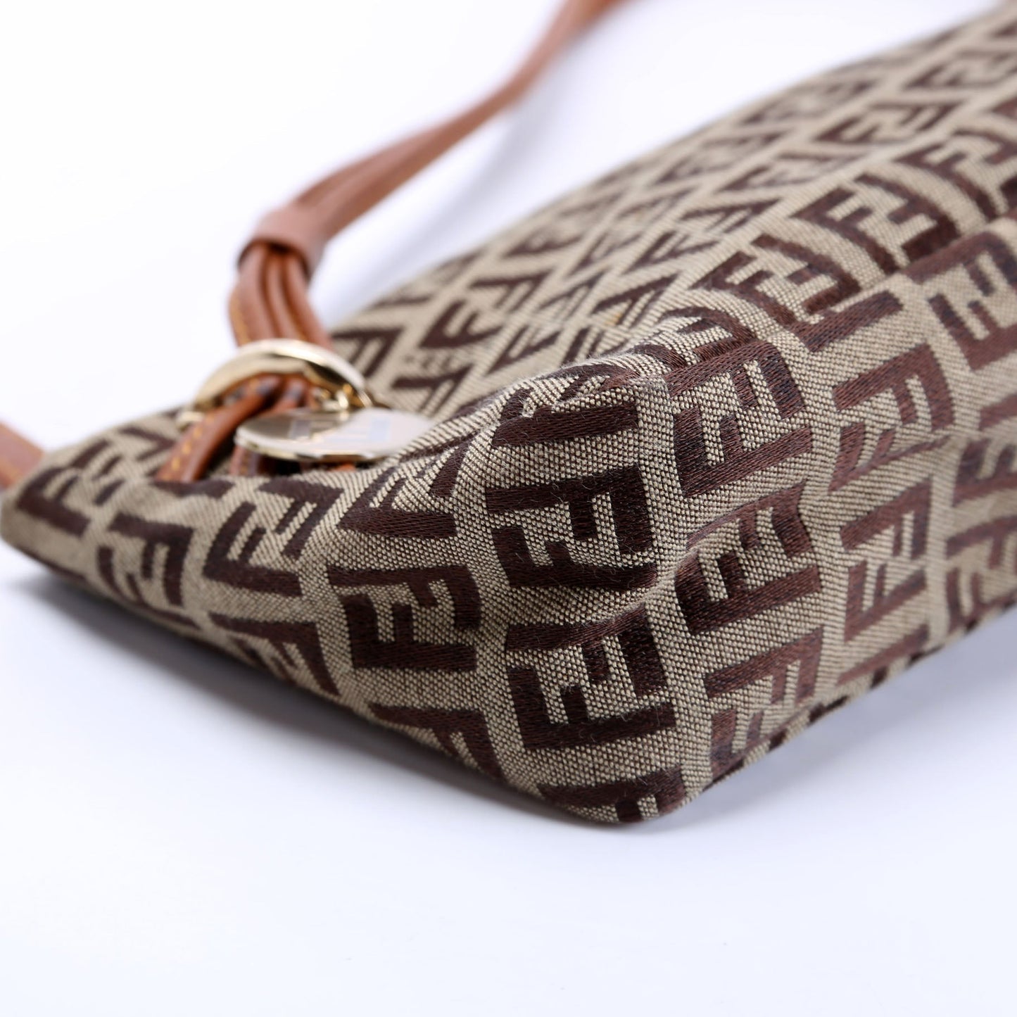 Fendi Zucchino Triple Strap Mini Pochette Brown/Beige Bag