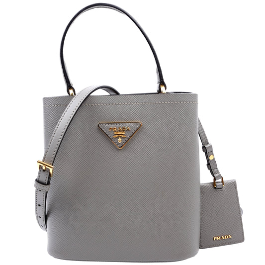 Prada Saffiano Cuir Small Panier Grey Bag
