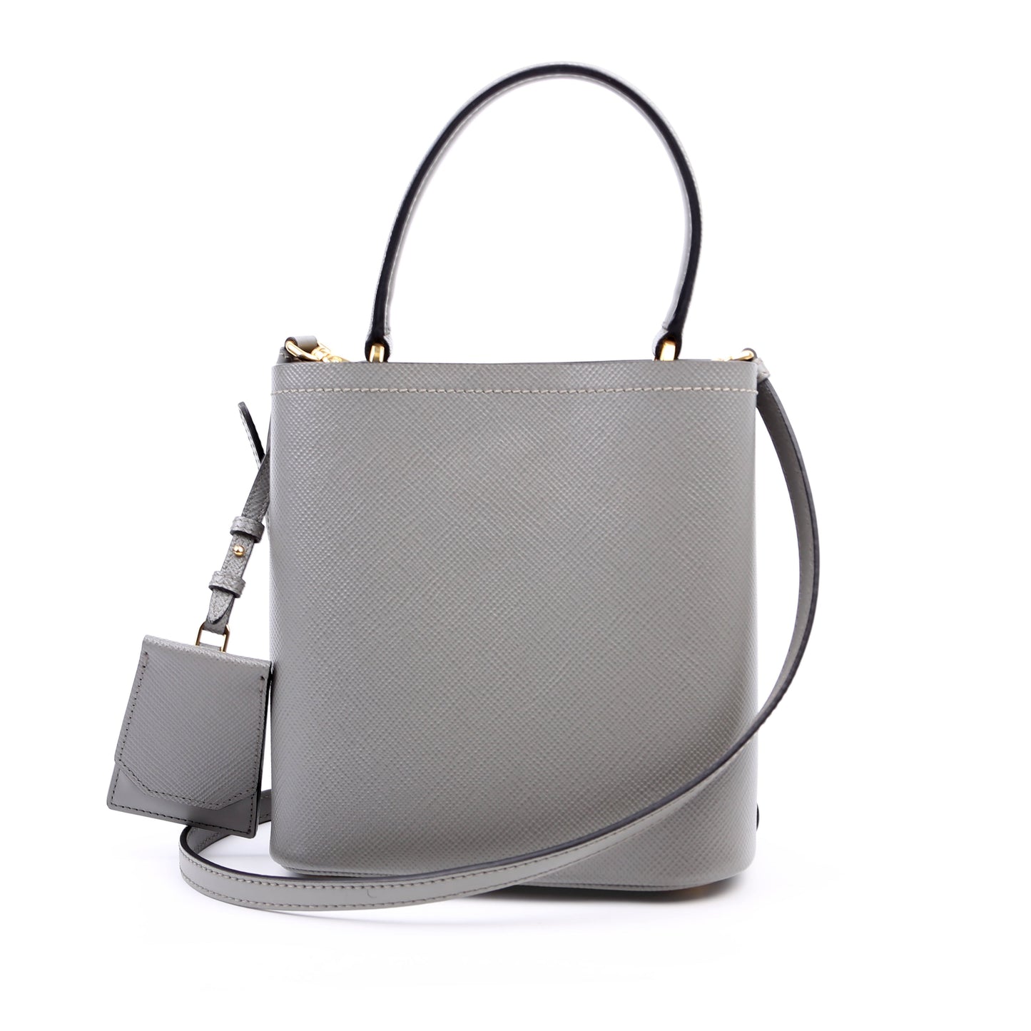 Prada Saffiano Cuir Small Panier Grey Bag