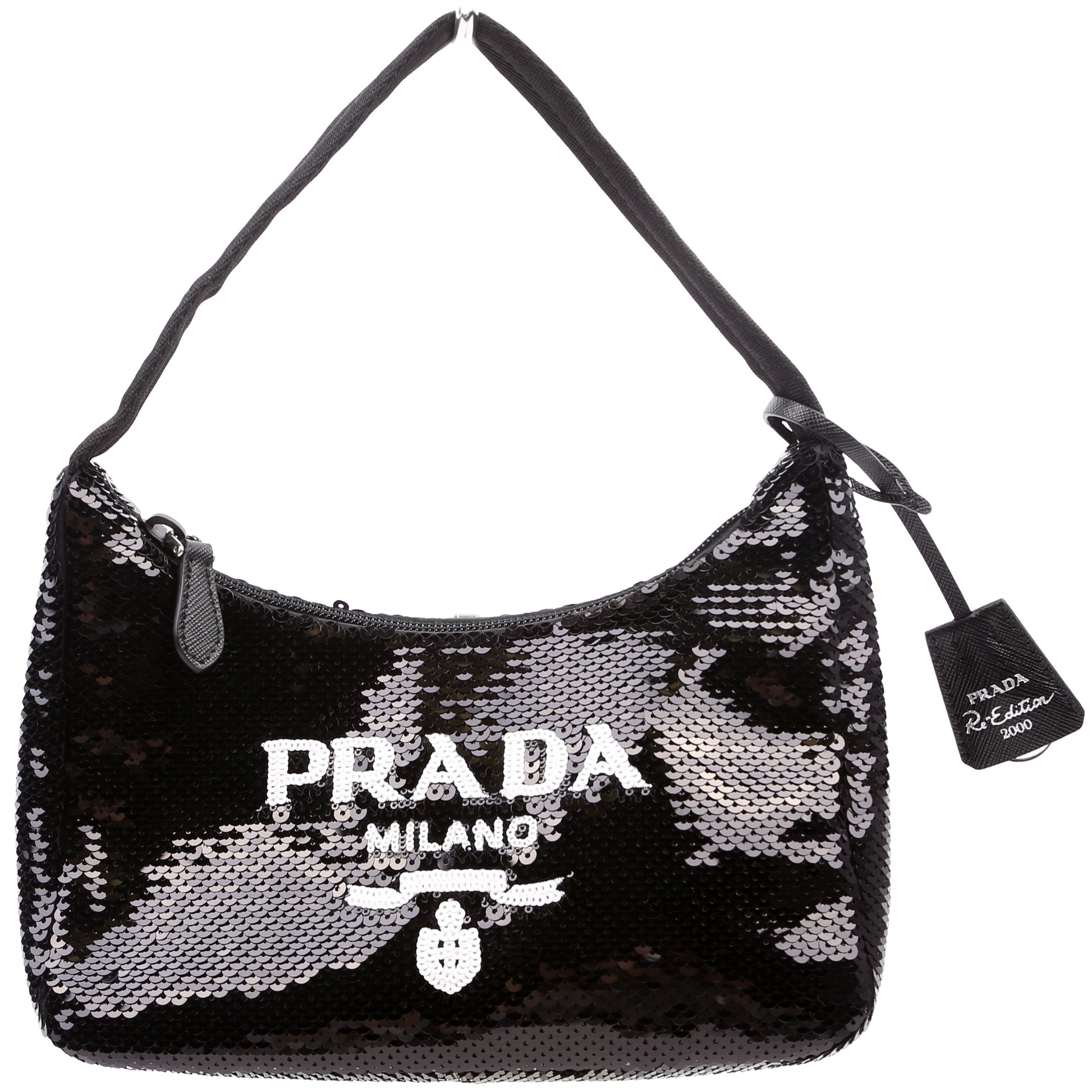 Prada Re-Edition 2000 Sequin Mini Black/White Bag