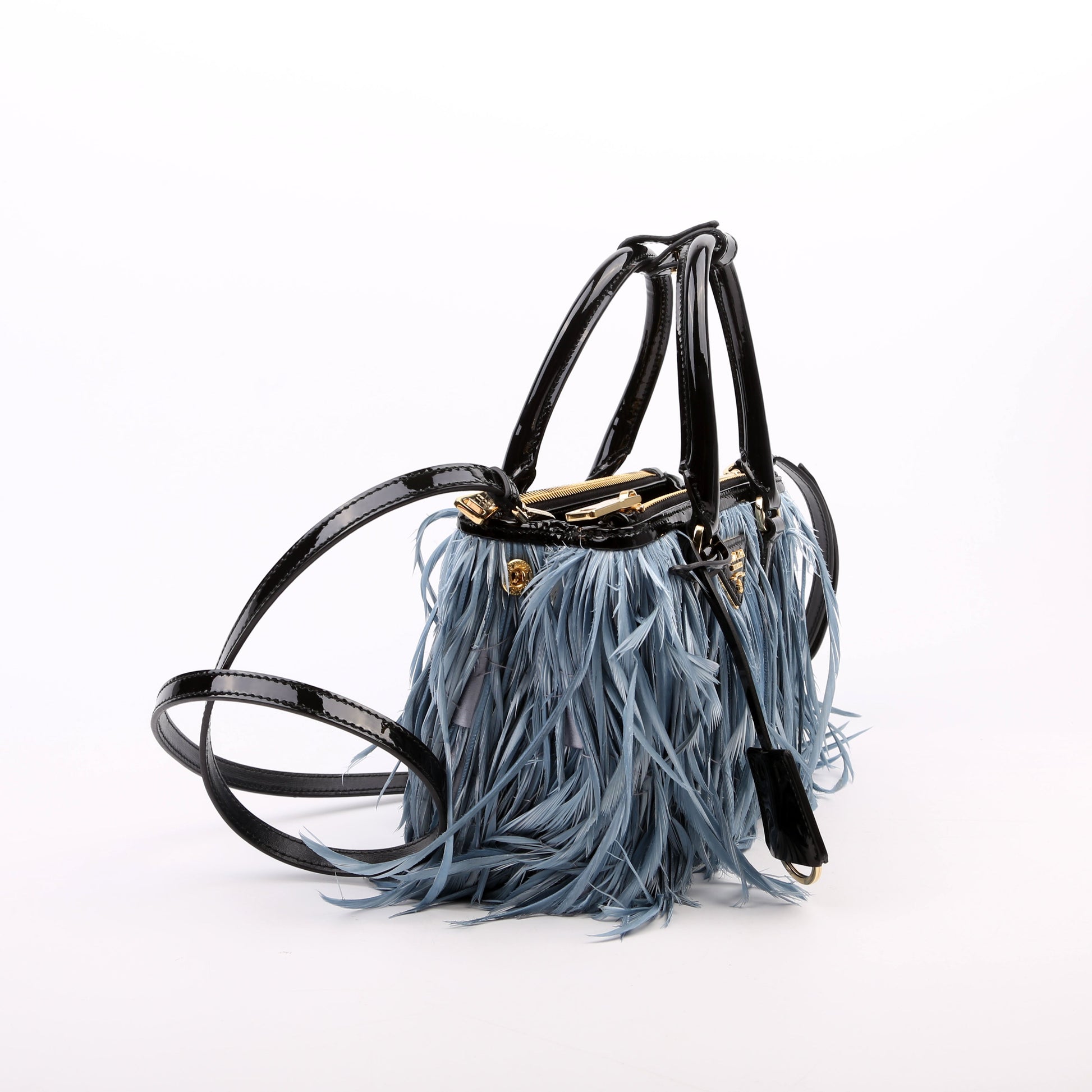 Prada Feather Galleria Mini Blue Bag