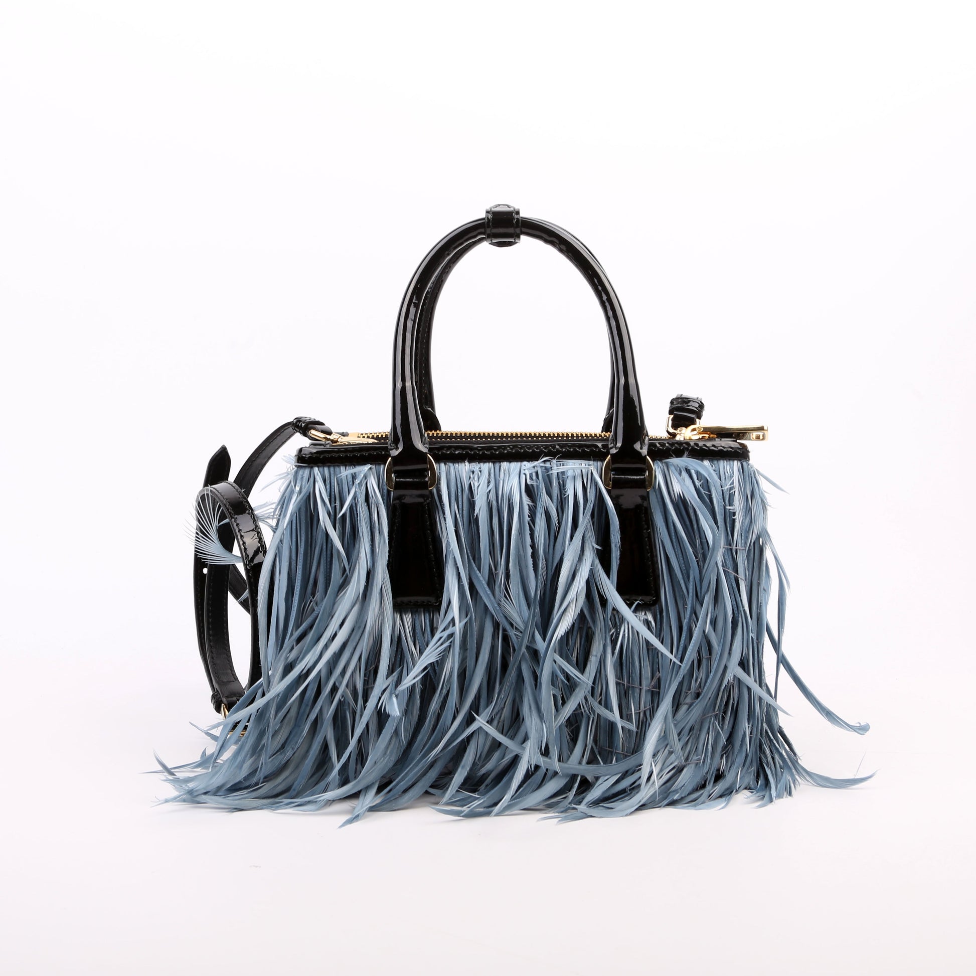 Prada Feather Galleria Mini Blue Bag