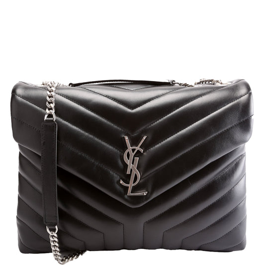 Saint Laurent Loulou Medium Quilted Black/Silver Bag