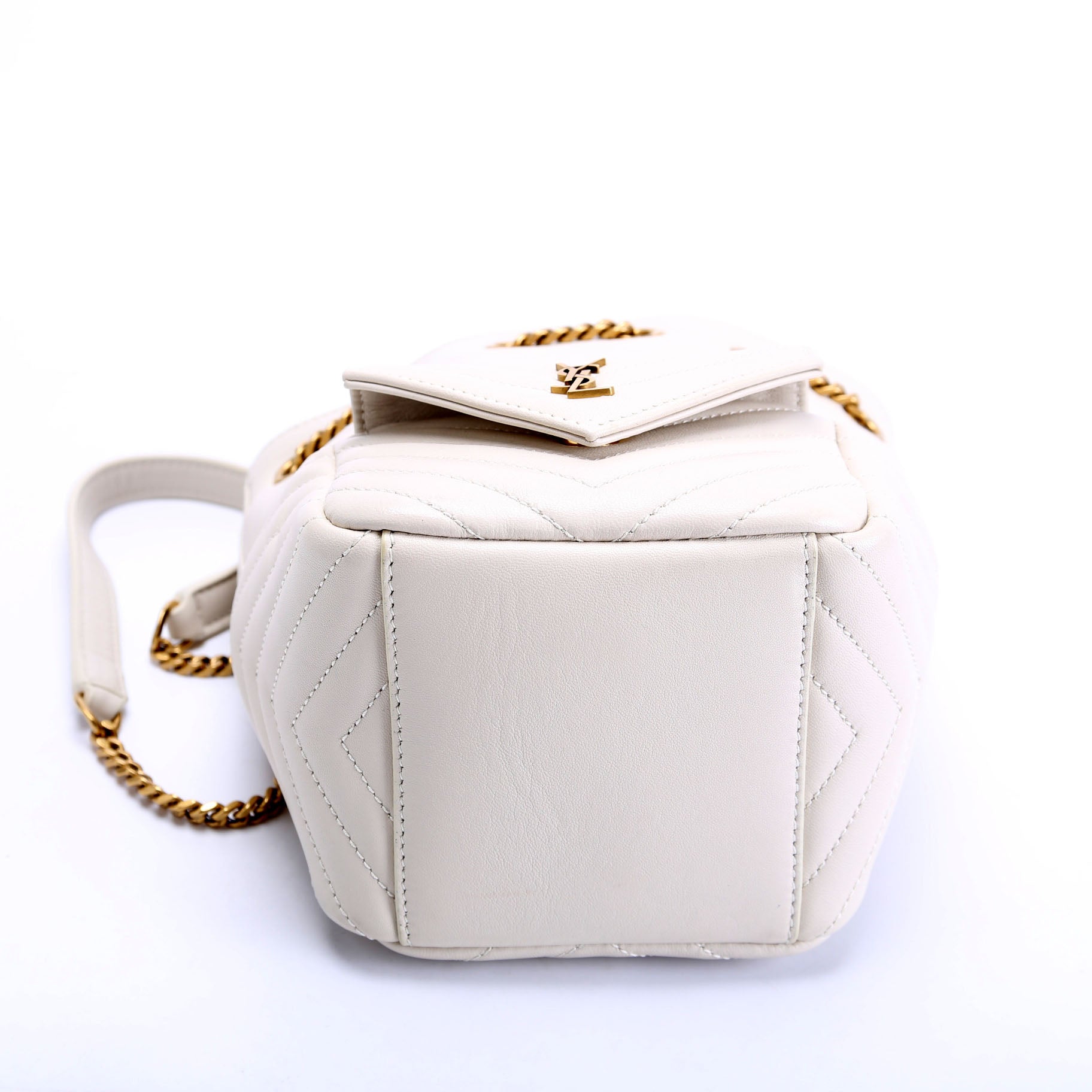 Saint Laurent Joe Bucket Mini White/Gold Bag