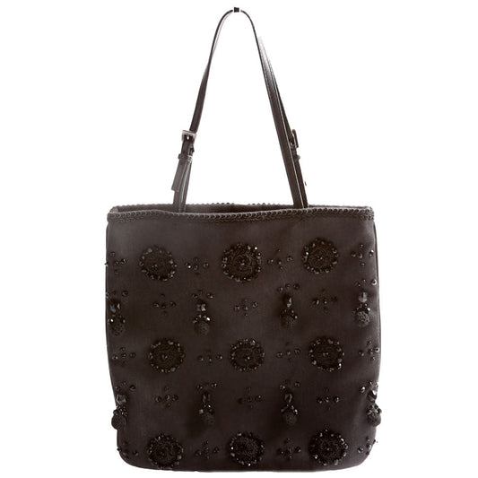 Prada Beaded Mini Top Handle Black Bag