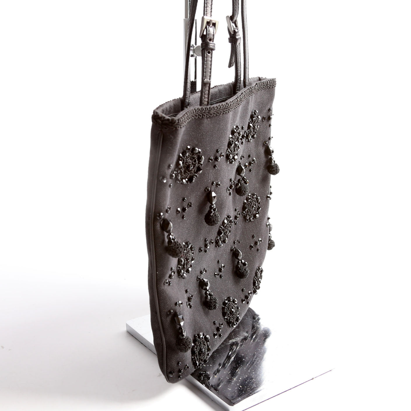 Prada Beaded Mini Top Handle Black Bag