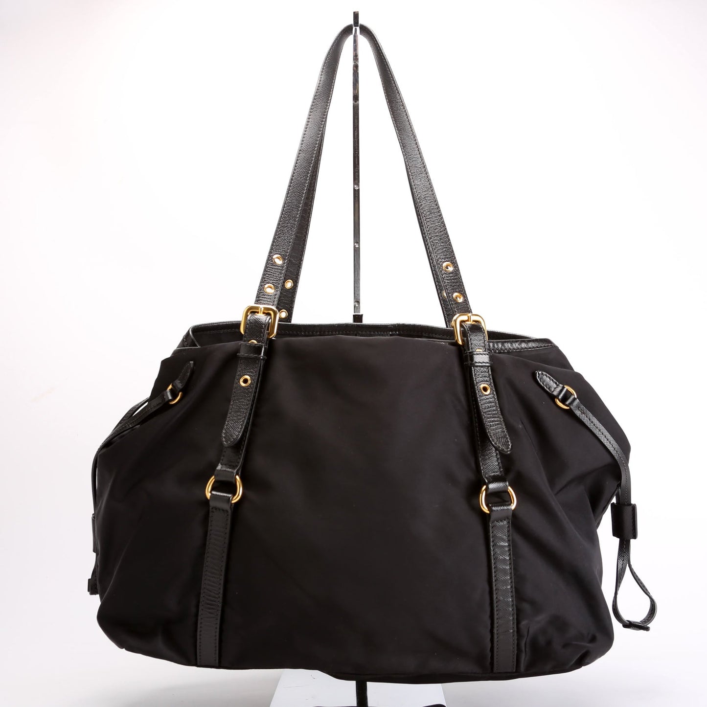 Prada Logo To Vintage Nylon/Saffiano Black Bag