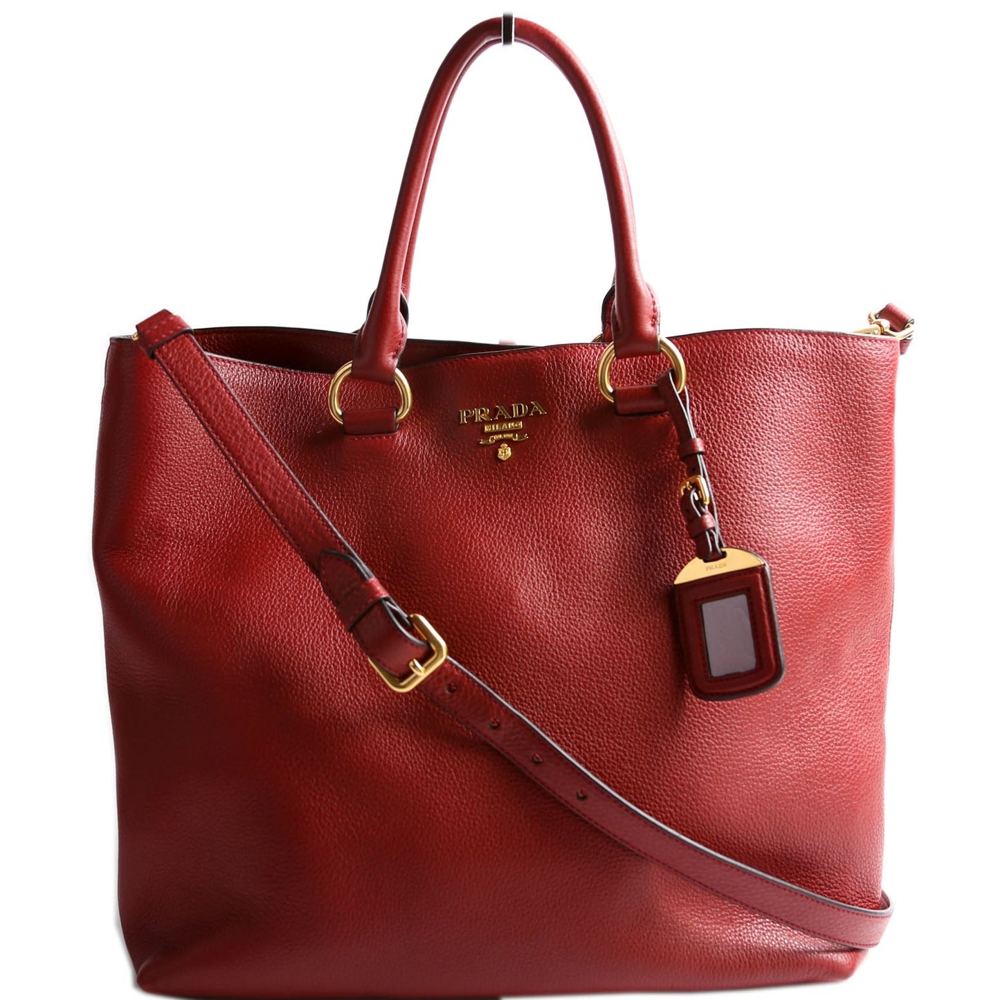 Prada Vitello Phenix Shopper Tote Red Bag