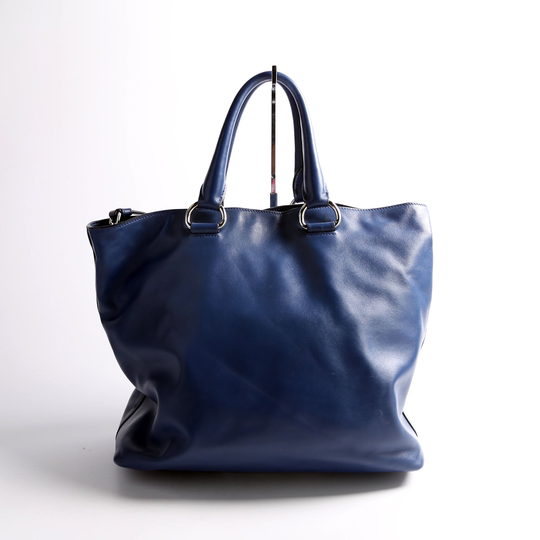 Prada Soft Calf Shopping Tote Blue Bag