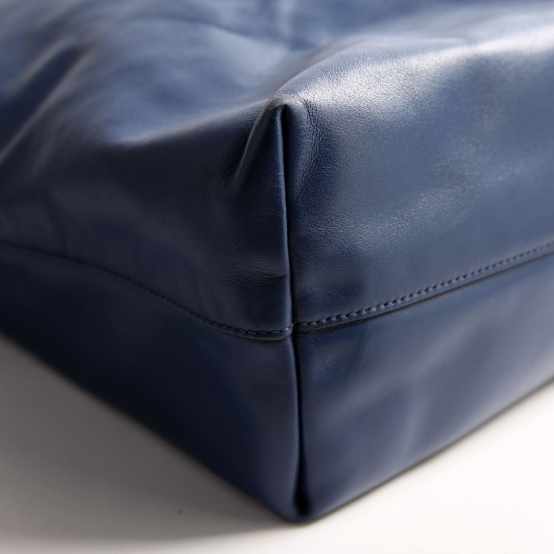 Prada Soft Calf Shopping Tote Blue Bag