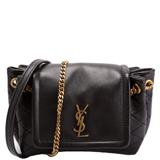 Saint Laurent 672738 Mini Notlita Quilted Lambskin Black Bag