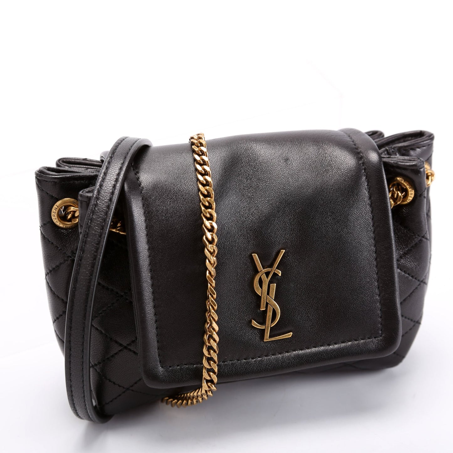 Saint Laurent 672738 Mini Notlita Quilted Lambskin Black Bag