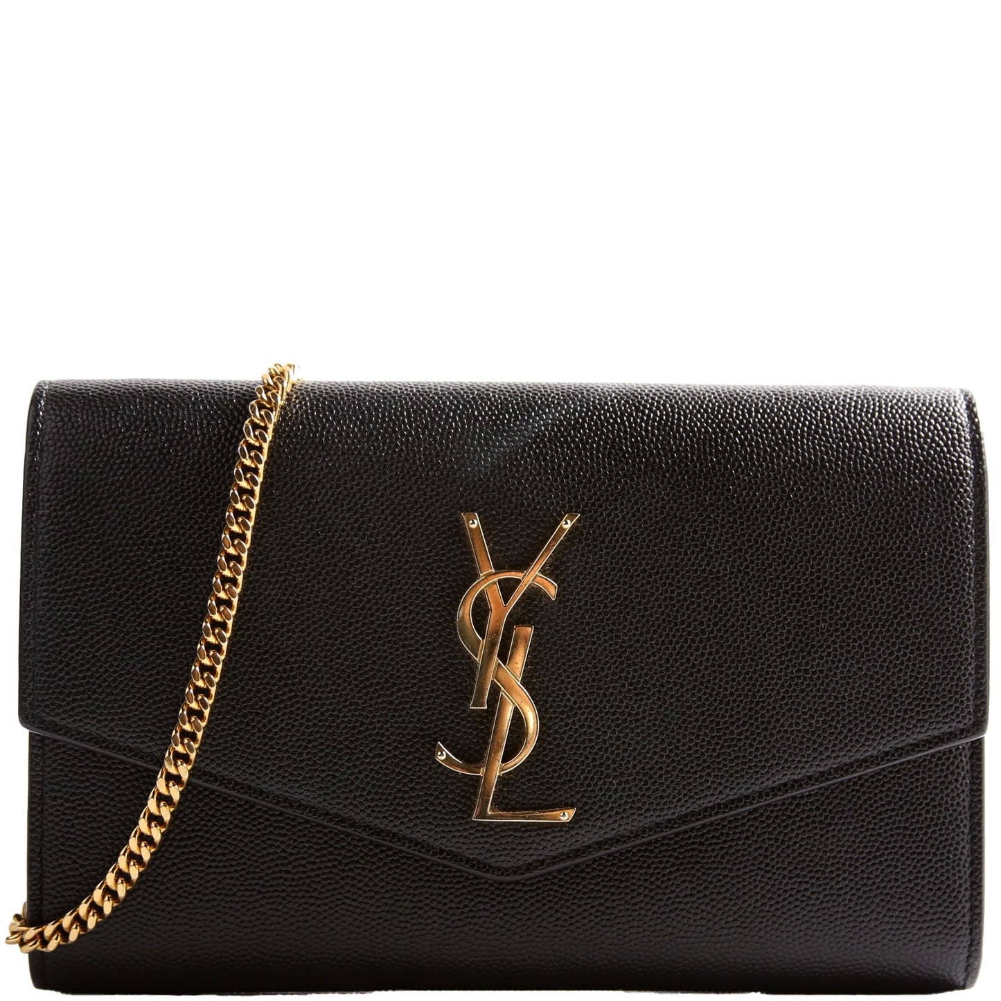 Saint Laurent Uptown Chain Wallet Grain 607788 Black Bag