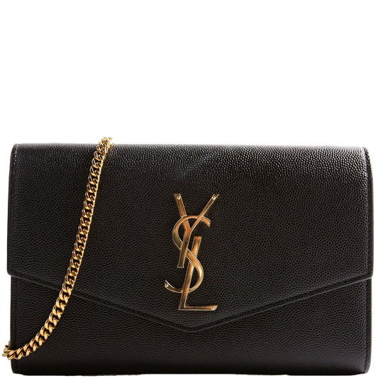 Saint Laurent Uptown Chain Wallet Grain 607788 Black Bag