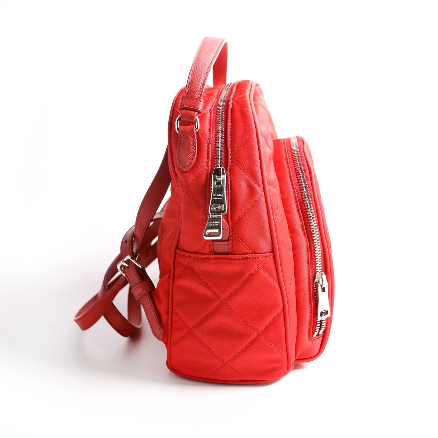 Prada Quilted Nylon Mini Backpack Red Bag