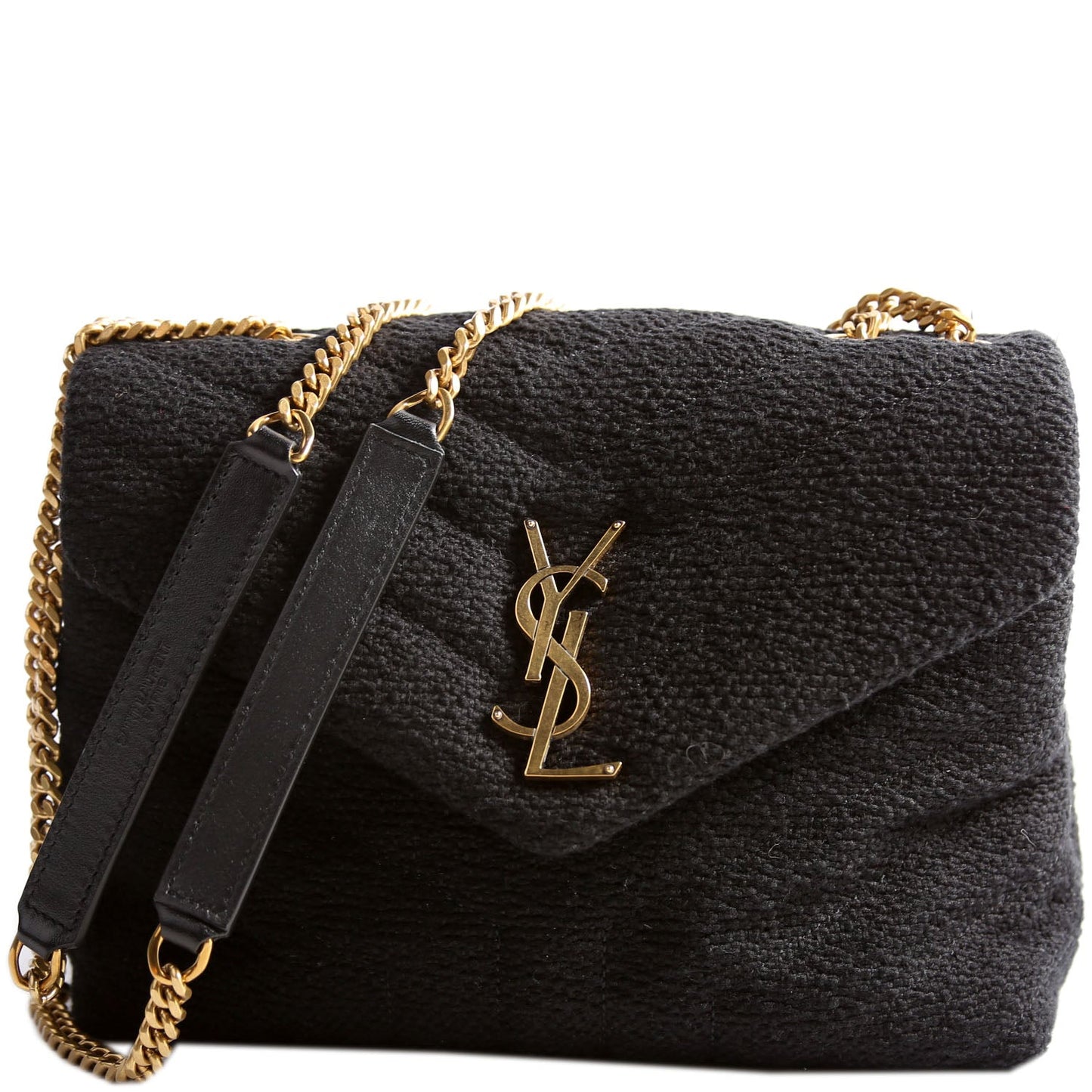 Saint Laurent LouLou Satchel Small Tweed 494699 Black Bag