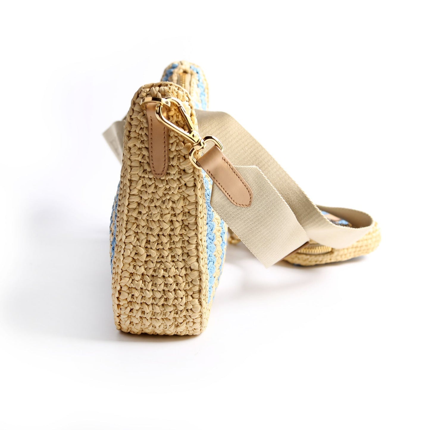 Prada Raffia Re-Edition 2005 Shoulder Beige/Blue Bag