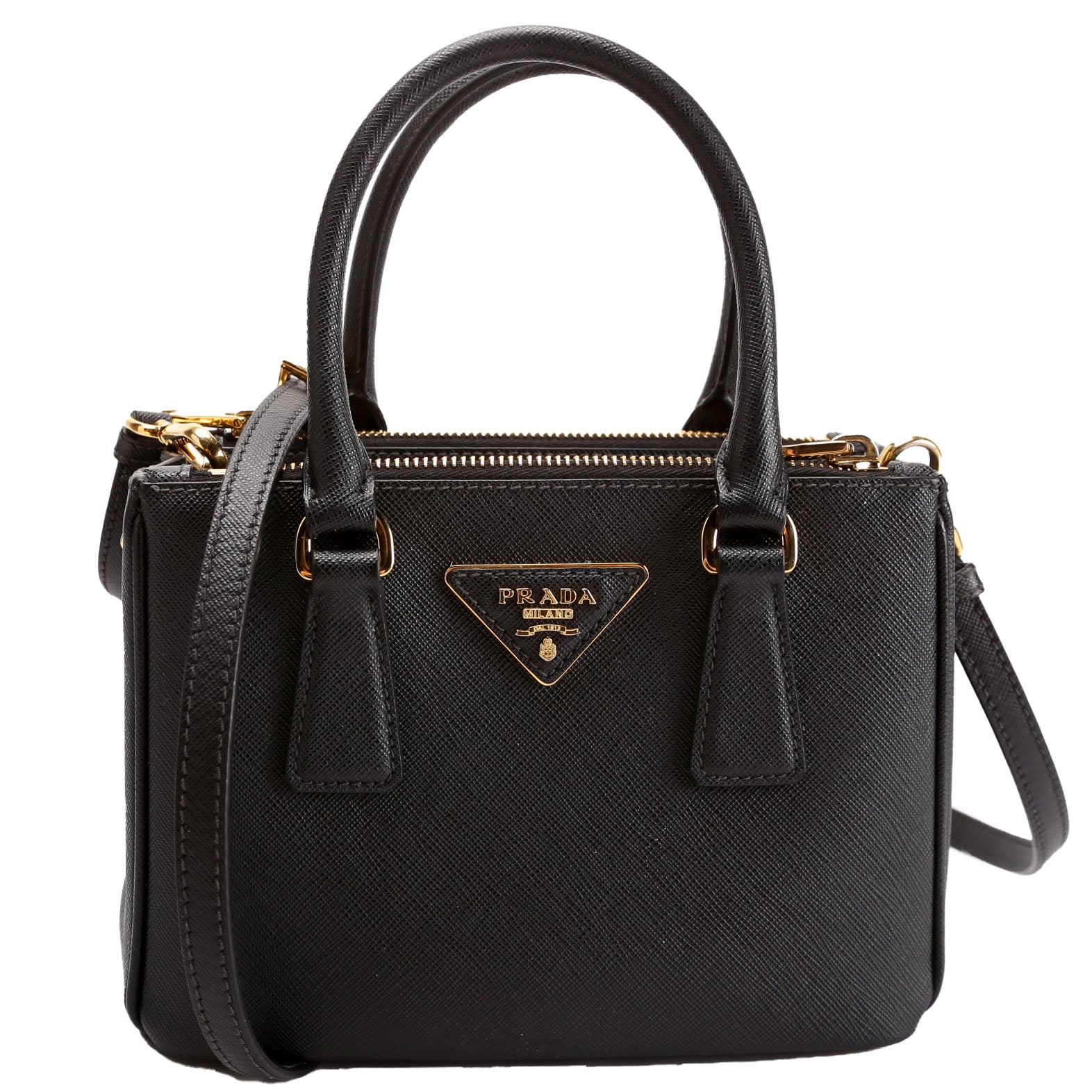 Prada Saffiano Lux Galleria Mini Black Bag