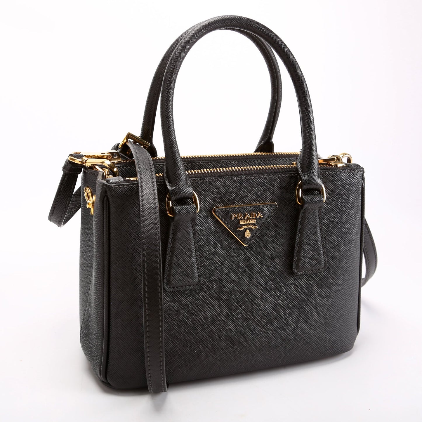 Prada Saffiano Lux Galleria Mini Black Bag