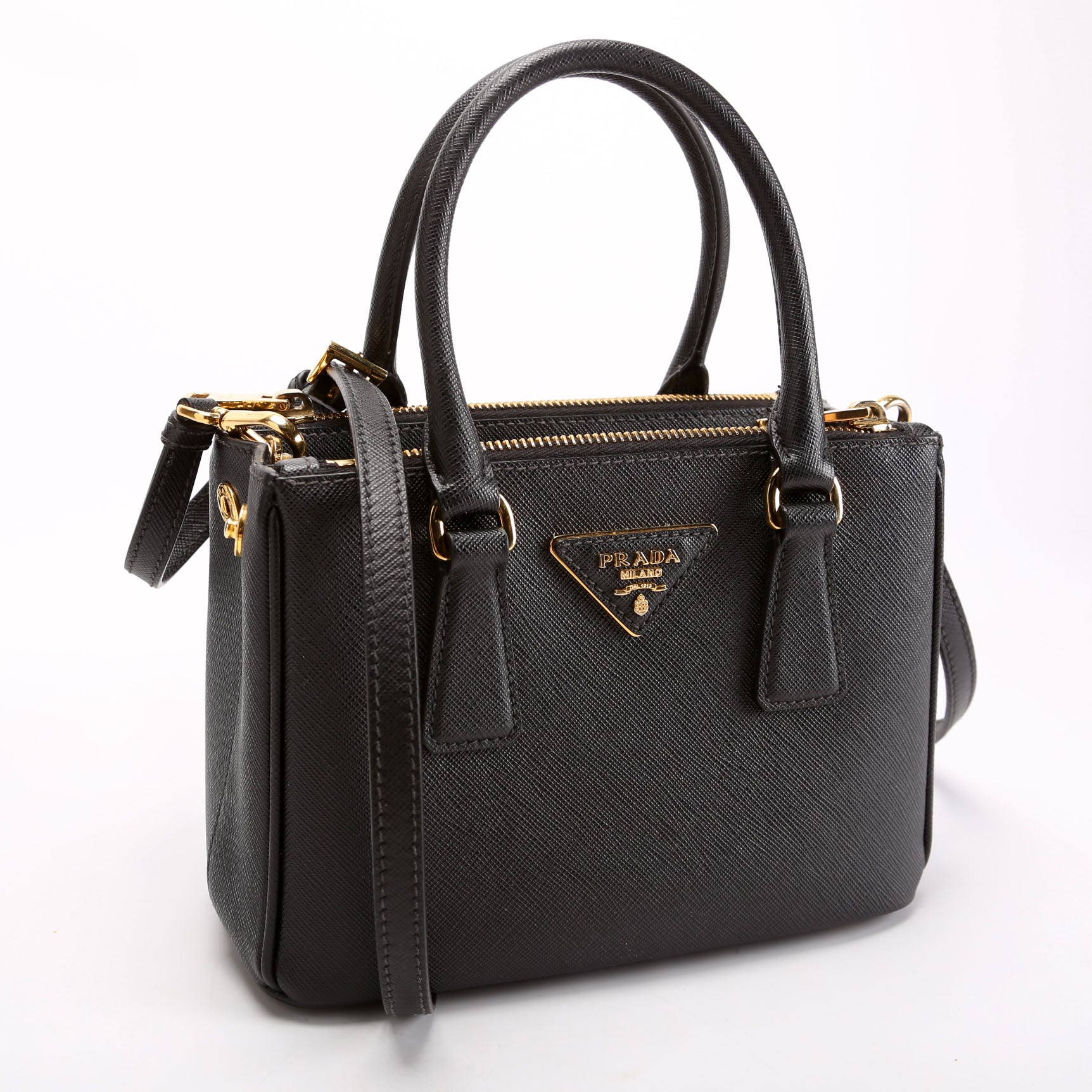 Prada Saffiano Lux Galleria Mini Black Bag