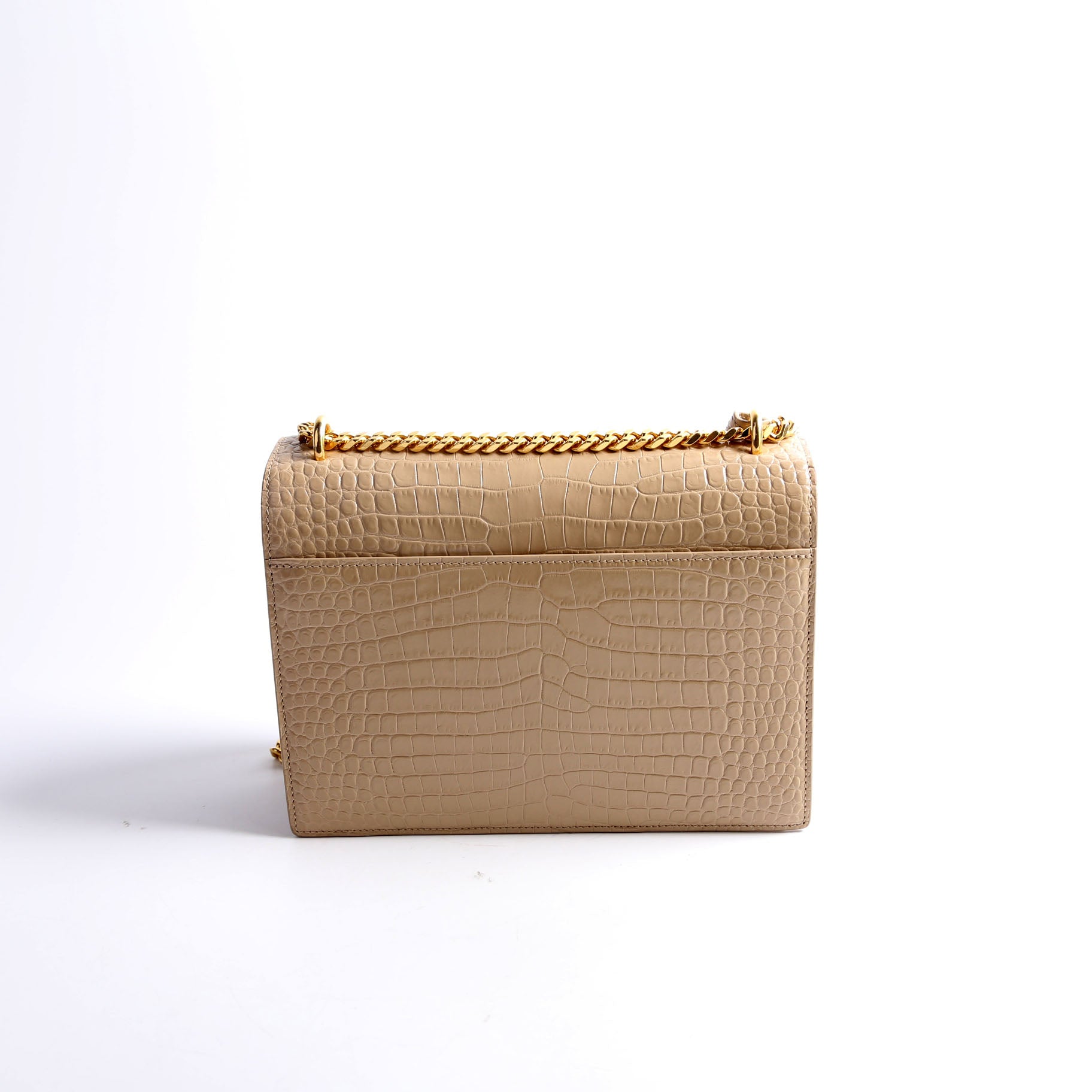 Saint Laurent Sunset Medium Crocodile Embossed 442906 Nude Bag
