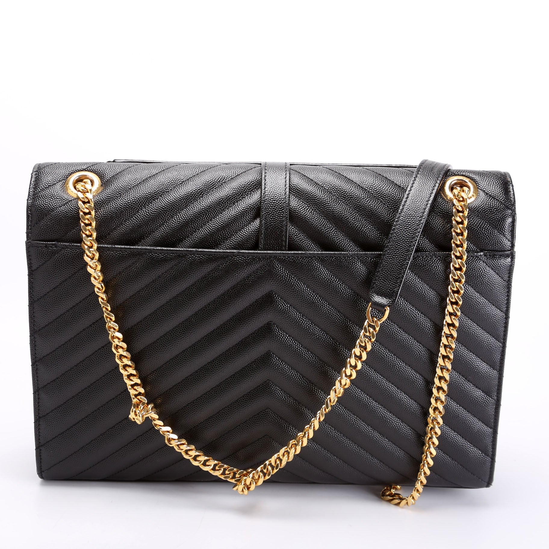 Saint Laurent 396910 Envelope Chevron Large Black Bag