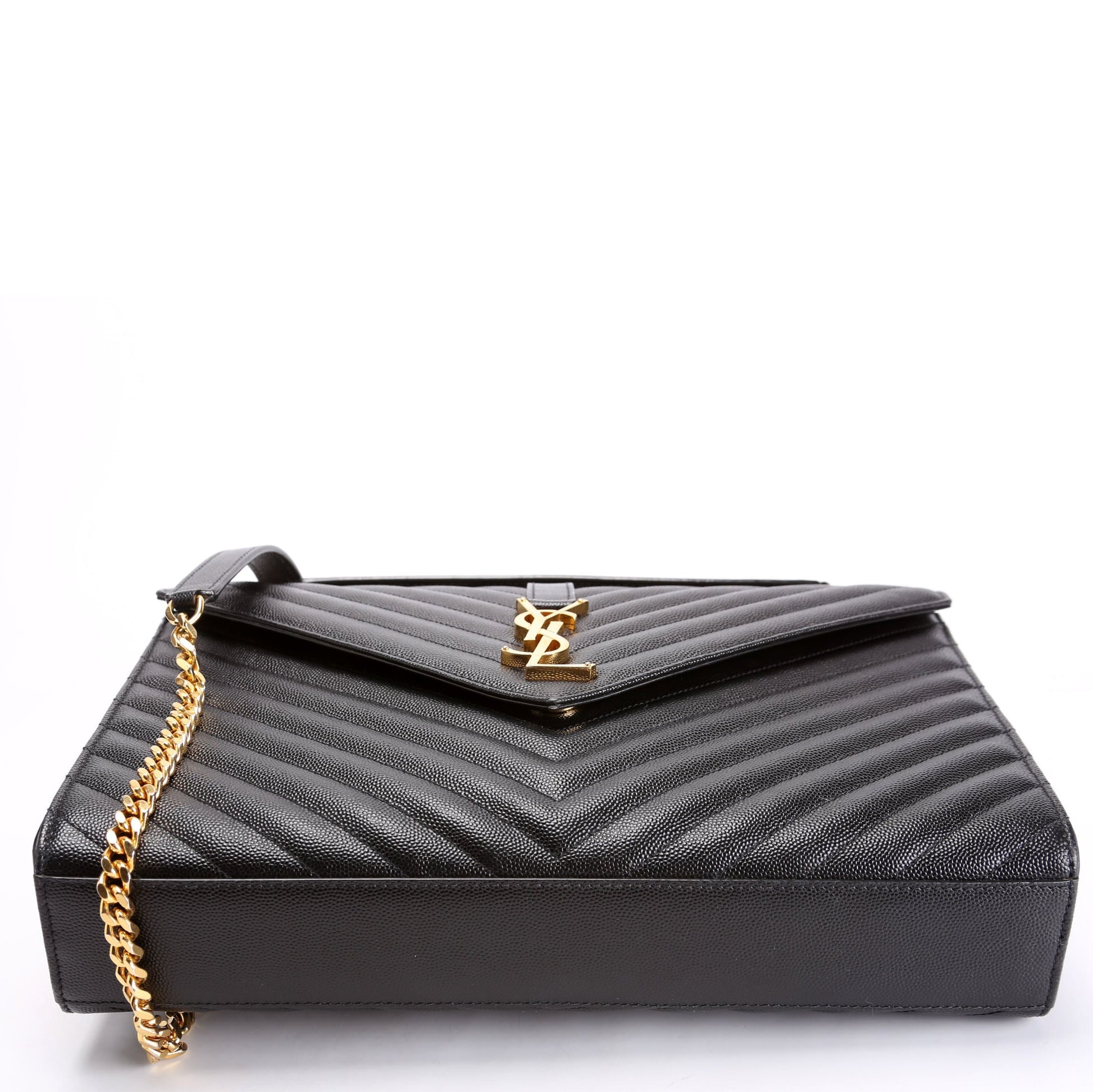 Saint Laurent 396910 Envelope Chevron Large Black Bag