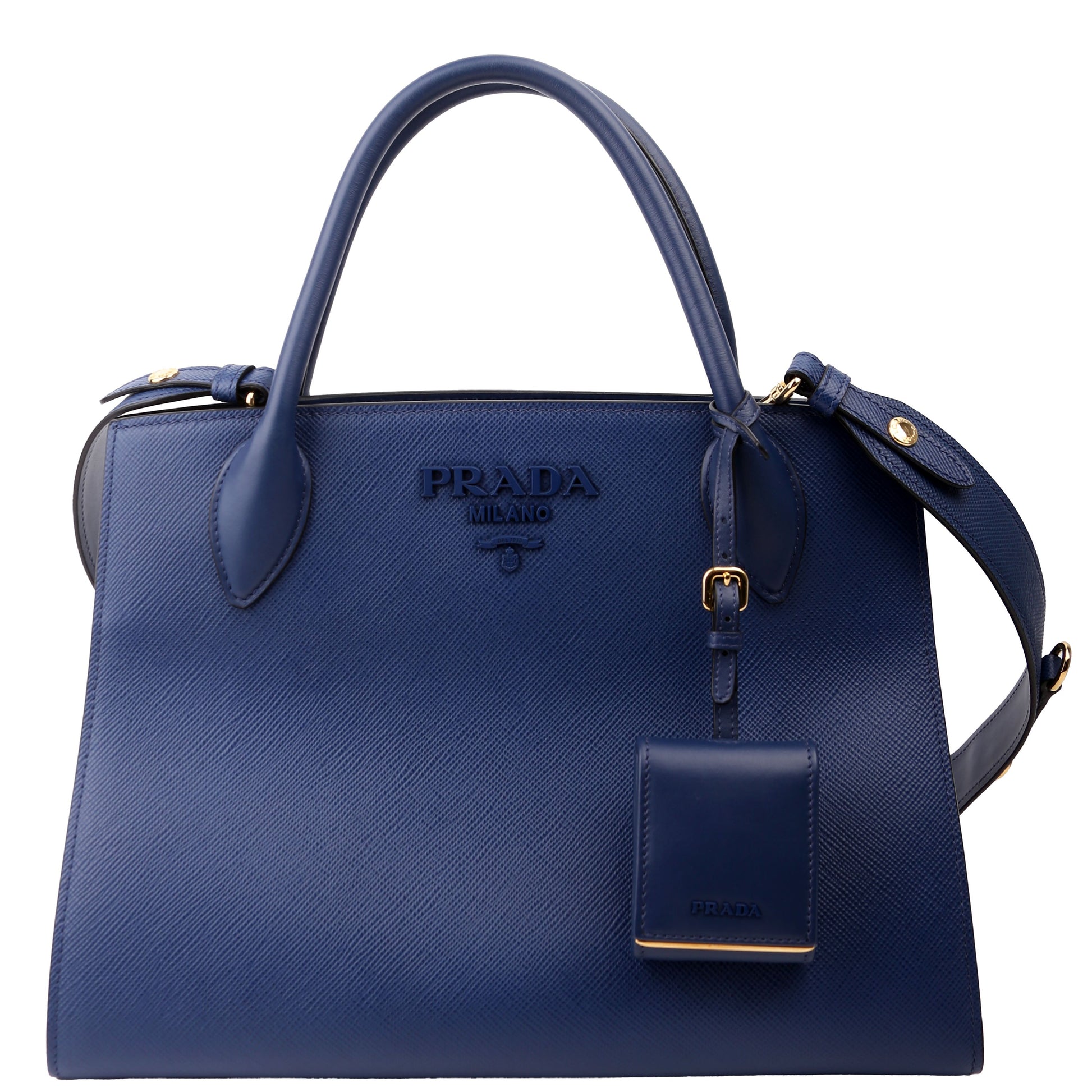 Prada Monochrome Medium Saffiano Cuir Blue Bag