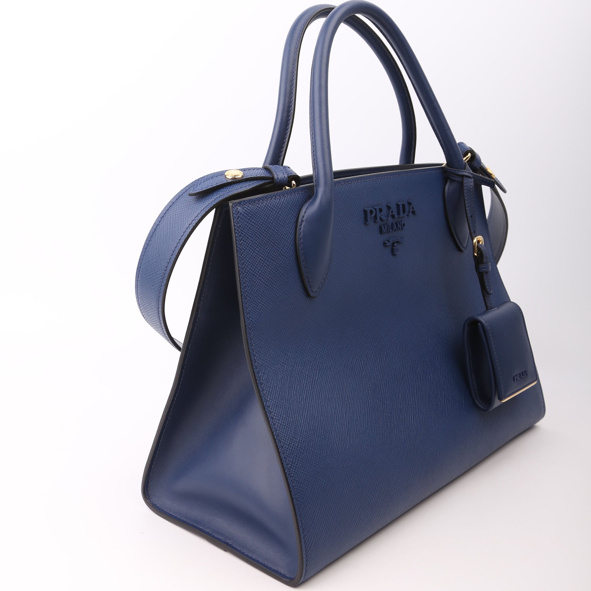 Prada Monochrome Medium Saffiano Cuir Blue Bag