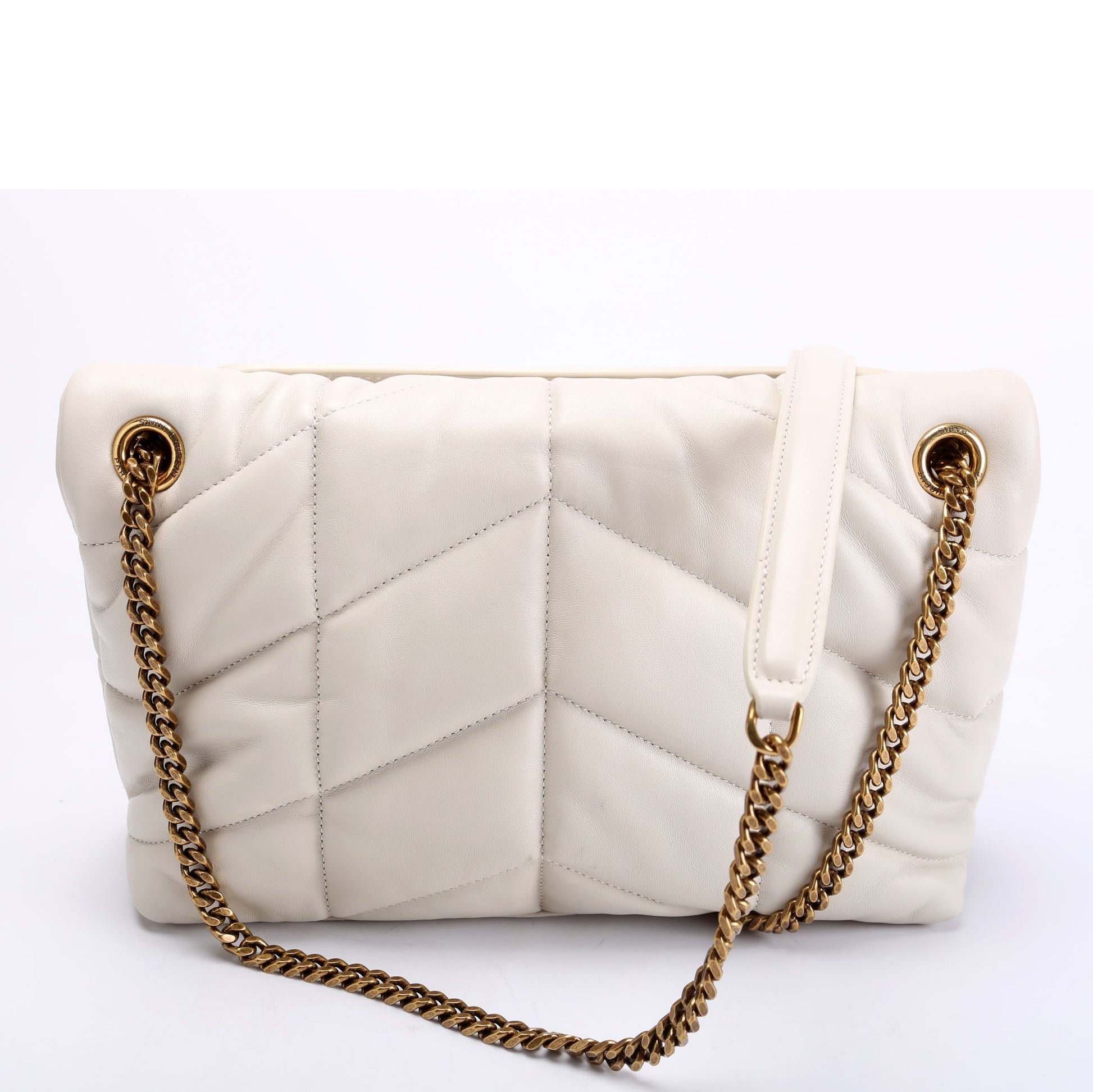 Saint Laurent Puffer Quilted Small Lambskin 577476 Cream Bag