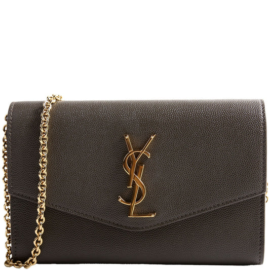 Saint Laurent Uptown Chain Wallet Grain 607788 Gray Bag