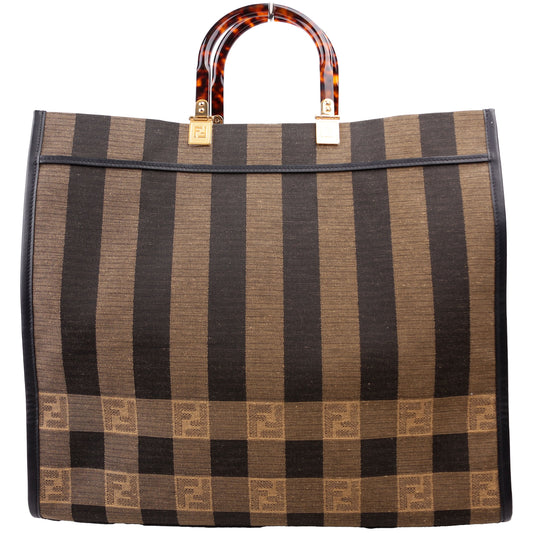 Fendi 8BH372 Sunshine Shopper Pequin Canvas Bag