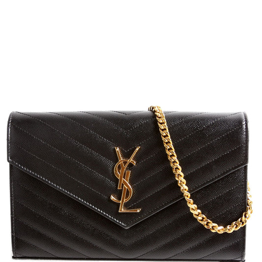 Saint Laurent Grain De Chain Wallet 377828 Black Bag