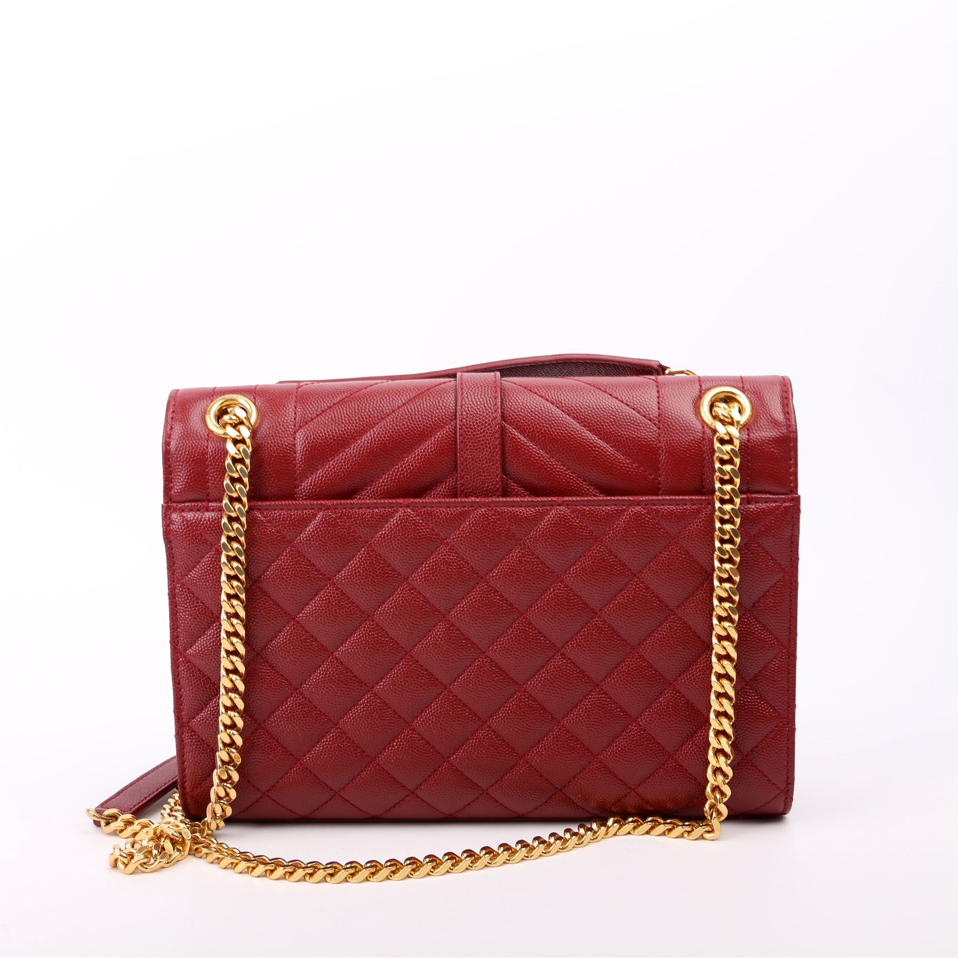 Saint Laurent Envelope Medium Tri-Quilt Maroon Bag