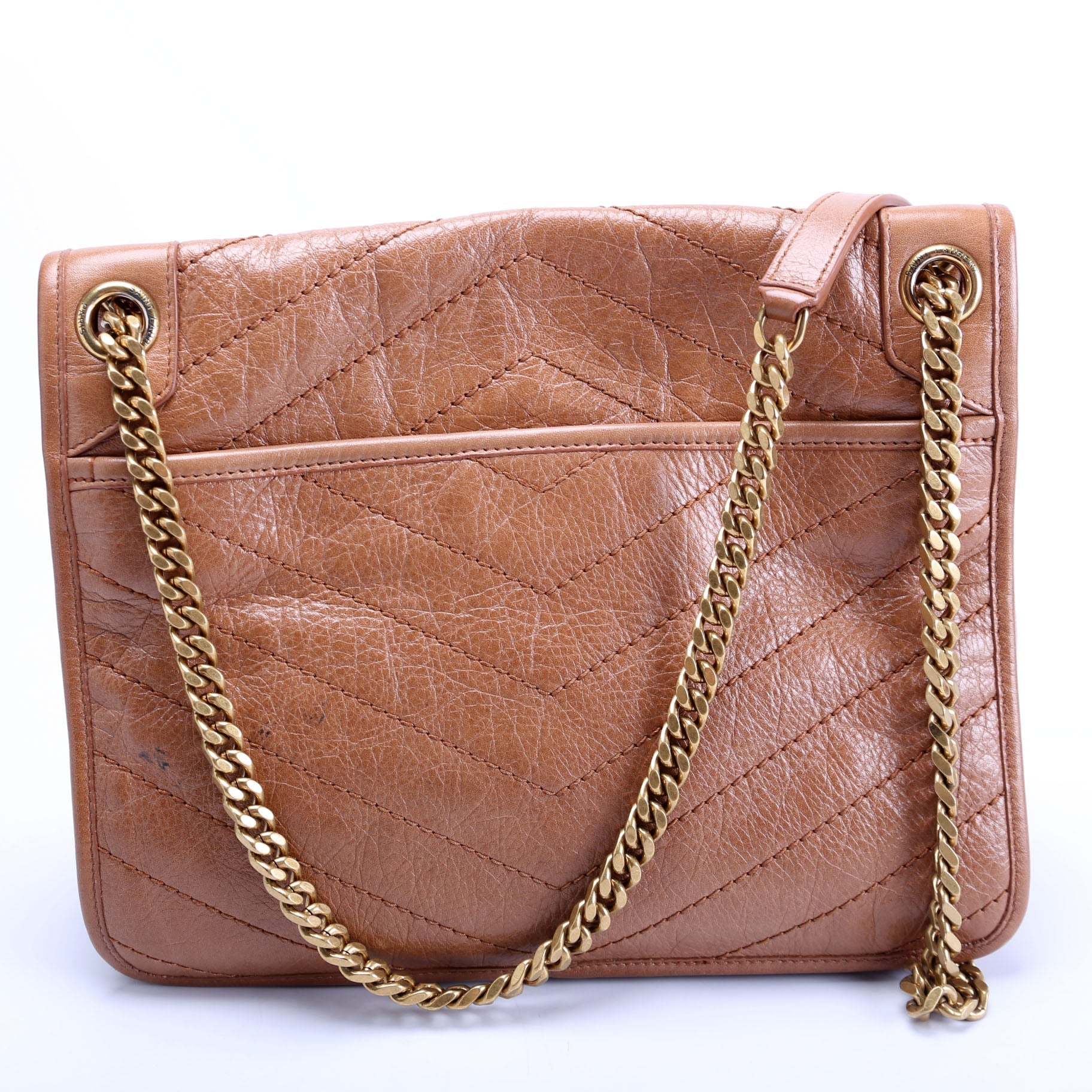 Saint Laurent Niki Medium Crinkle Leather 633158 Brown Bag