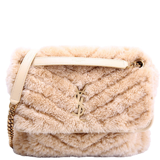 Saint Laurent Niki Medium Shearling 633187 Tan Bag