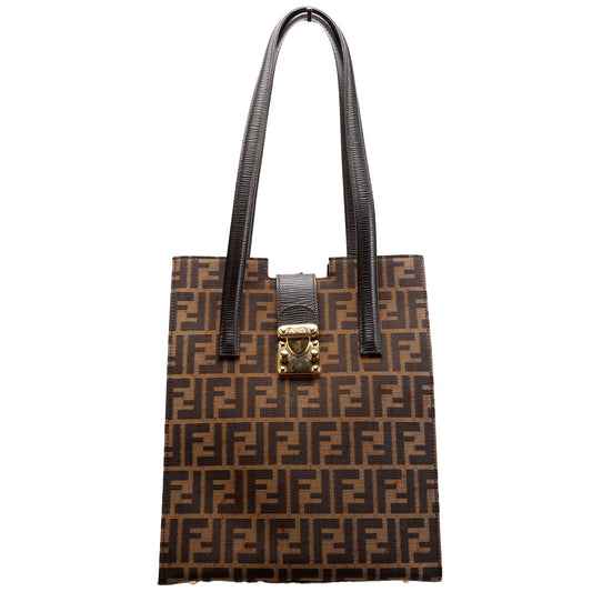 Fendi FF Zucca Vertical Tote   Brown/Black Bag