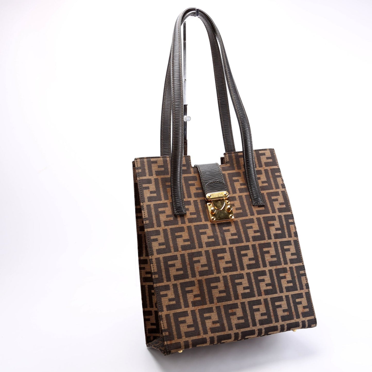 Fendi FF Zucca Vertical Tote Brown/Black Bag