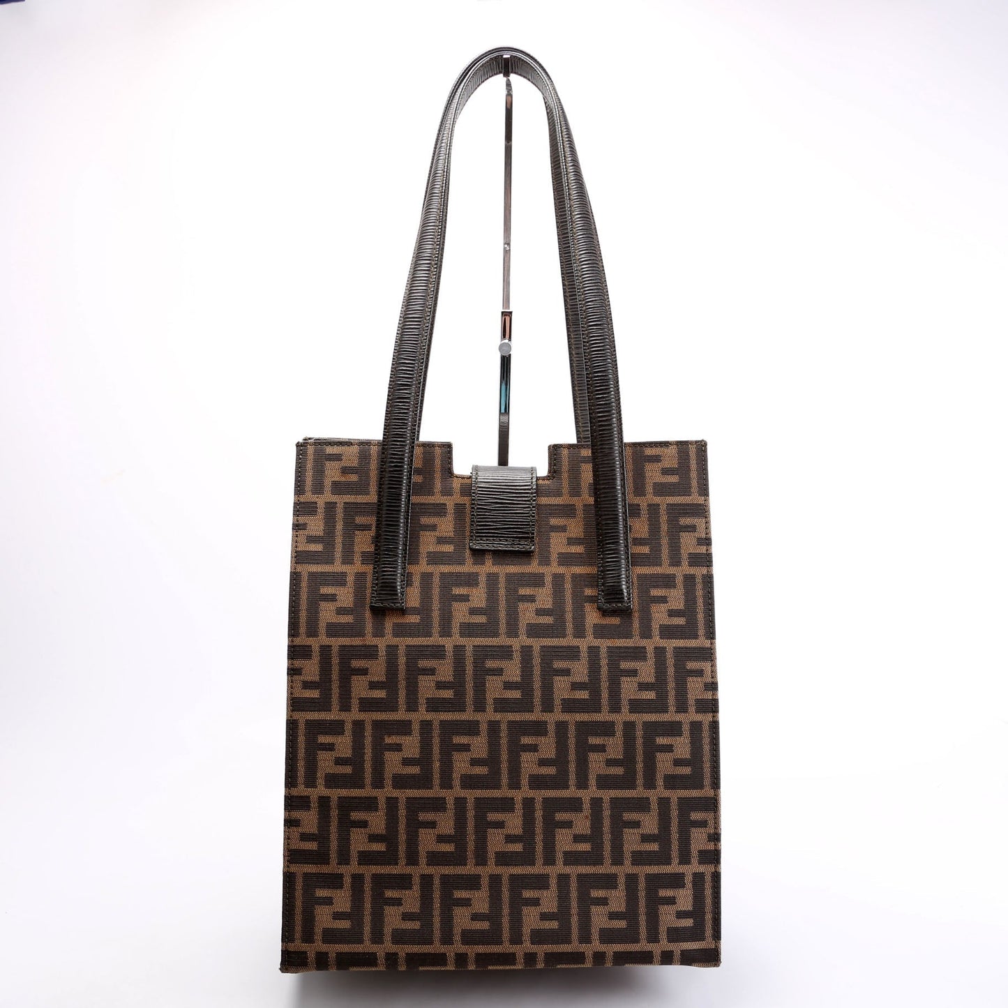 Fendi FF Zucca Vertical Tote   Brown/Black Bag