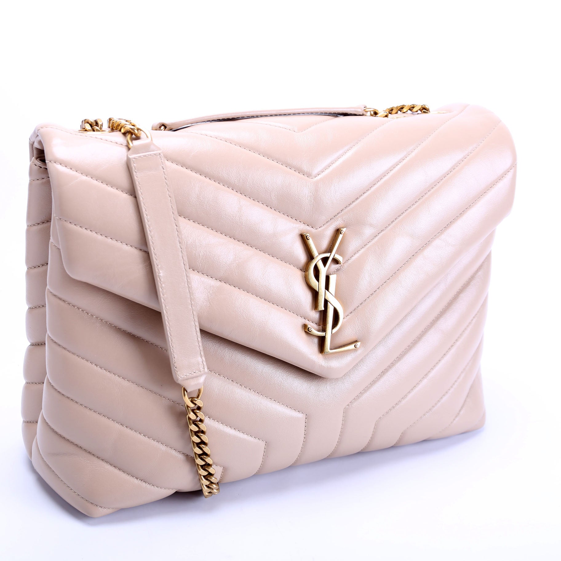 Saint Laurent LouLou Medium Quilted 574946 Tan Bag