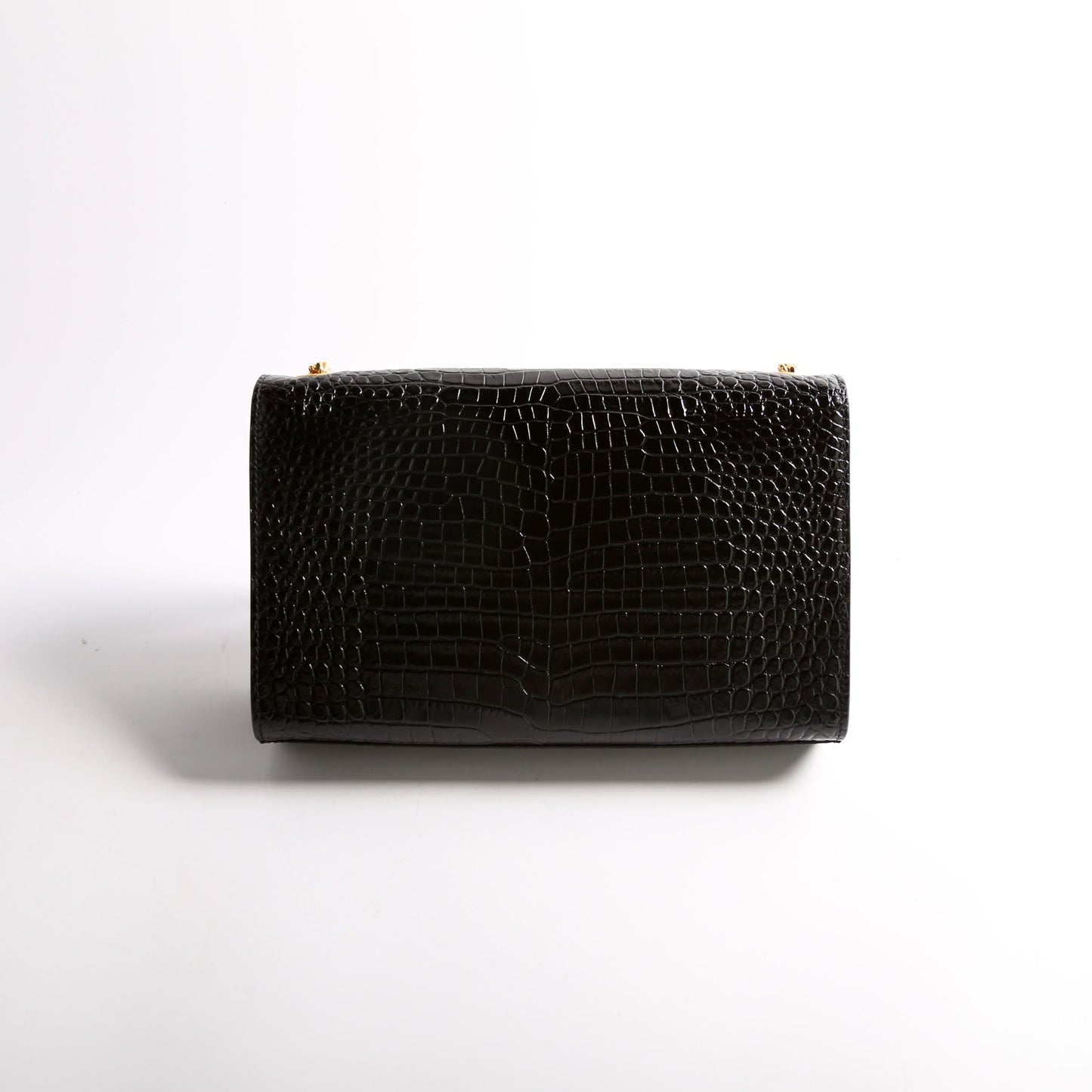 Saint Laurent Kate Tassel Satchel Medium Crocodile Embossed 354119 Black Bag