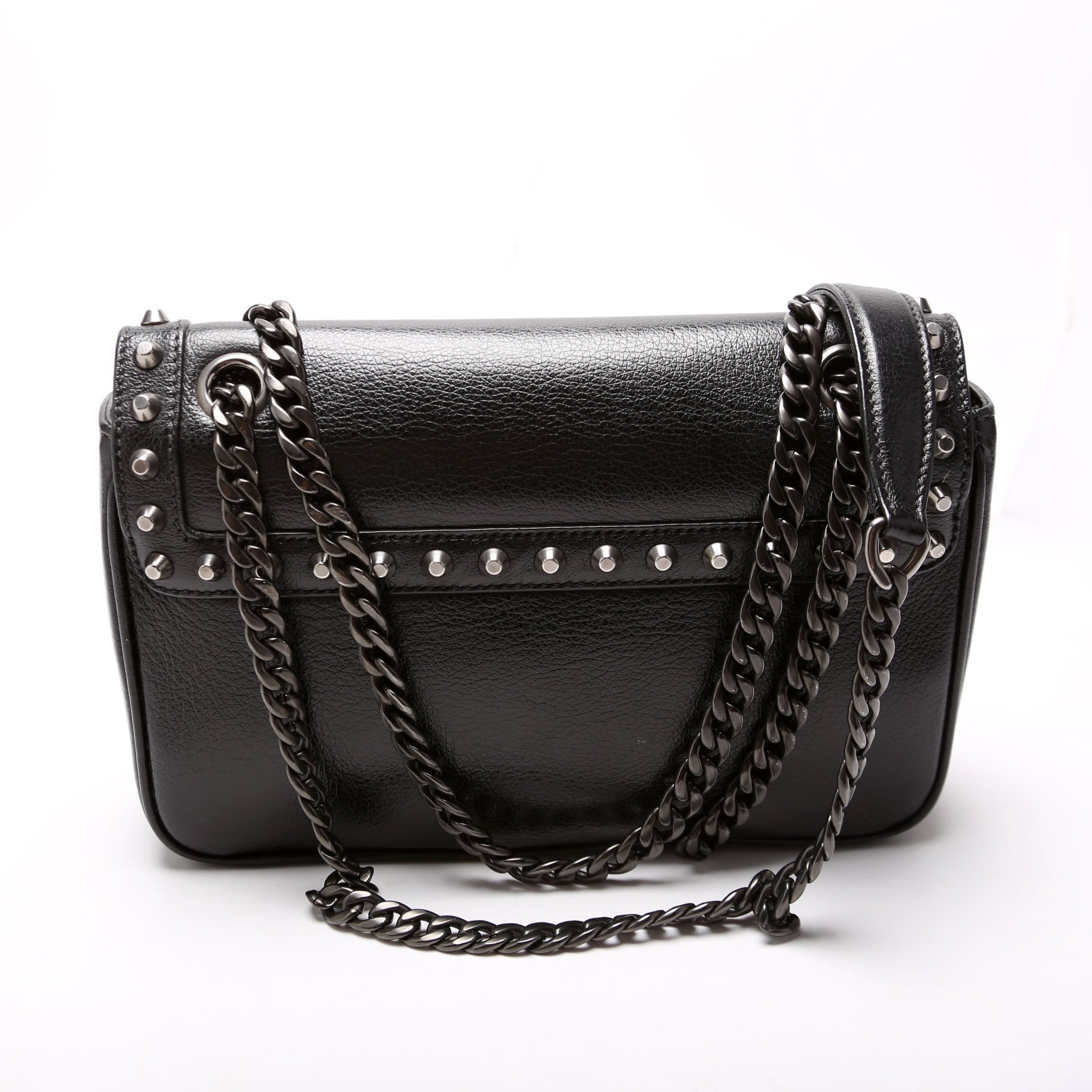 Prada Glace Calfskin Studded Crossbody Black Bag