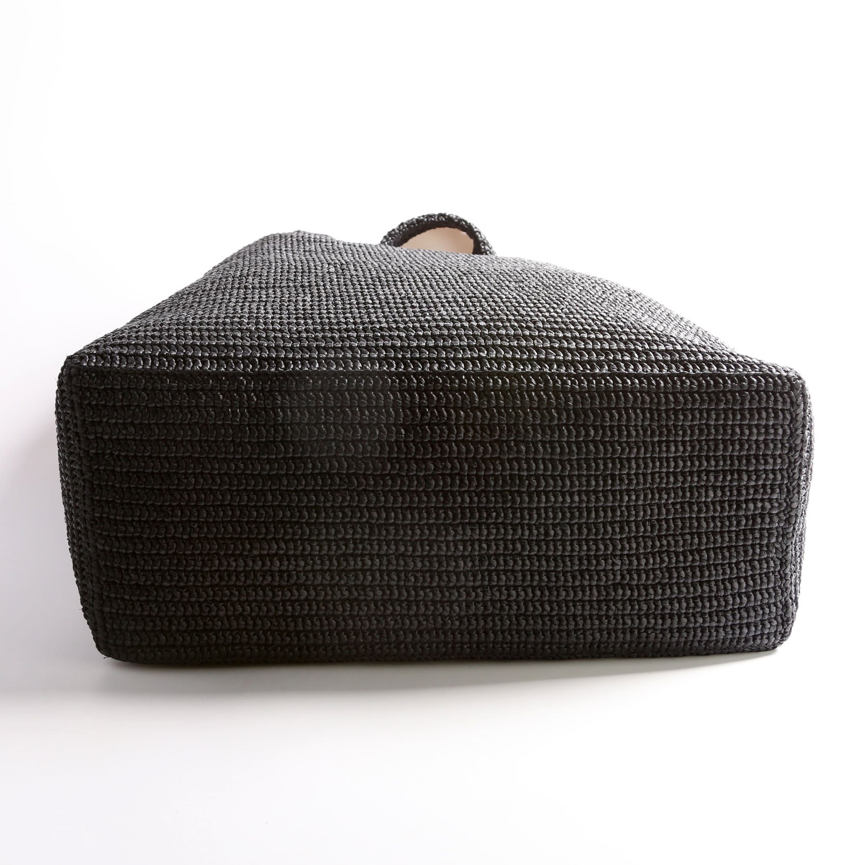 Saint Laurent Tonal Raffia Tote Black Bag
